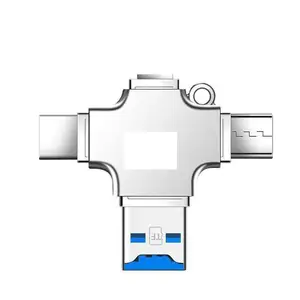 USB 3.0 OTG 4 in 1 USB ตัวเมียเป็น USB C Micro L TF ตัวอ่านการ์ดความเร็วสูงตัวอ่านอเนกประสงค์