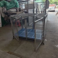 Cage pour chien en acier inoxydable résistante aux morsures, Overlord, pour petits chiens corpulents, avec plateau intégré, pour transport intérieur, fournitures pour animaux de compagnie