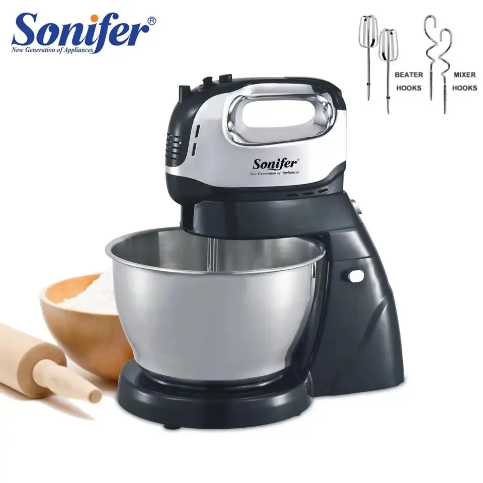 Sonifer SF-7008 Rumah Tangga, Mixer Tangan Elektrik Otomatis Multifungsi 400W 4 Liter dengan Mangkuk