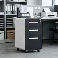 Meuble de rangement mobile verrouillable à 3 tiroirs, meuble de classement roulant adapté à la maison, au bureau et aux espaces de travail d'entreprise