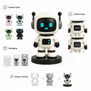 Figurine PVC <span class=keywords><strong>Cyberpunk</strong></span> Mascotte, Compagnon de Bureau Adorable, Visage Cyborg Écran Bleu, Figurine d'Action, Marchandise IP Personnalisée - Product Image 5