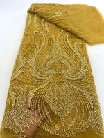 NI.AI Fleur Perlée Paillettes Conception Dentelle Tissu Africain Embroid Tissu Perlé Dentelle Tissu