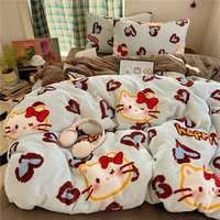 Parure de lit en velours de lait double face motif léopard mignon, housse de couette chaude en polaire corail, drap de lit pour dortoir étudiant, linge de lit 3/4 pièces