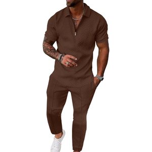 Ensemble de survêtement pour homme, manches courtes, décontracté, respirant, tenue d'été, deux pièces, sweat-shirt et pantalon de jogging - Product Image 1