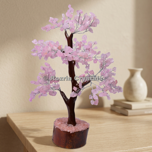 Élégant Arbre en Cristal Naturel de Quartz Rose pour la Décoration Intérieure Feng Shui, Pierre Précieuse Sculptée avec Motif d'Amour Gravé - Product Image 3