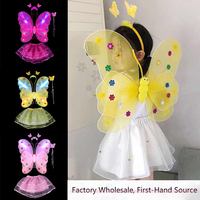 Ailes de fée LED en gros pour fête d'anniversaire, Halloween, Noël – Robe à ailes de papillon LED 4 pièces/ensemble pour filles