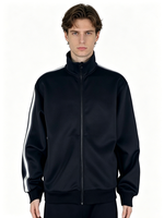 Sweat-shirt zippé rayé noir pour homme, durable, respirant, col montant, veste sportive pour tous les jours, vêtements de travail et de loisirs, couleurs personnalisées