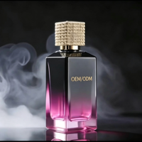 Flacon de parfum en verre haut de gamme personnalisé avec pompe à pression métallique, 50 ml, 30 ml, 100 ml, flacons de parfum carrés avec boîte d'emballage
