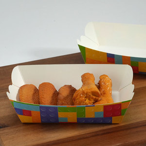 Uchampak tùy chỉnh kích thước in logo bán buôn dầu-proof đường phố thực phẩm ăn nhẹ Khoai tây chiên Hotdog thịt dùng một lần Khay giấy - Product Image 3