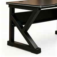 Bureau de jeu en forme de K, bureau d'ordinateur avec plateau blanc et cadre noir, table de bureau pour la maison, le bureau et les jeux