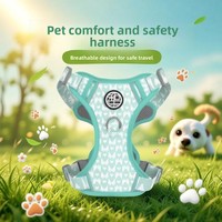 Harnais pour chien imprimé, respirant et réglable avec doublure douce, harnais pour animaux de compagnie avec anneau en D métallique pour petits chiots, pour la promenade en extérieur