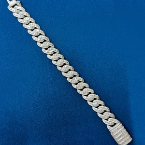 Calidad Premium 15MM VVS Moissanite redondo y Baguette diamante estilo Hip Hop joyería pulsera cubana disponible para cantidad a granel - Product Image 2