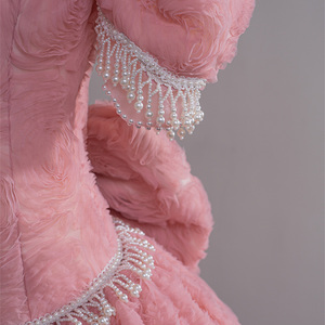 Jancember SFY92 Princess Pink Tufted Puff Sleeve Belt Vestidos de fiesta de noche para niñas - Product Image 6