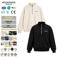 Pull à col montant et fermeture éclair quart de tour pour homme, design personnalisé, OEM ODM, épaules tombantes, coupe oversize, style streetwear décontracté, livraison rapide