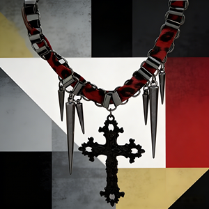 Collana Unisex con Catenina alla Clavicola in Stile Gotico Punk, con Croce e Stella in Acciaio Inossidabile - Product Image 1