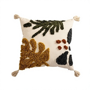 Funda de Almohada Decorativa de Algodón Boho ITHL, Tejida a Mano con Patrones Geométricos/Florales/Vintage, Extraíble y Lavable, Personalizable, Cuadrada - Product Image 1