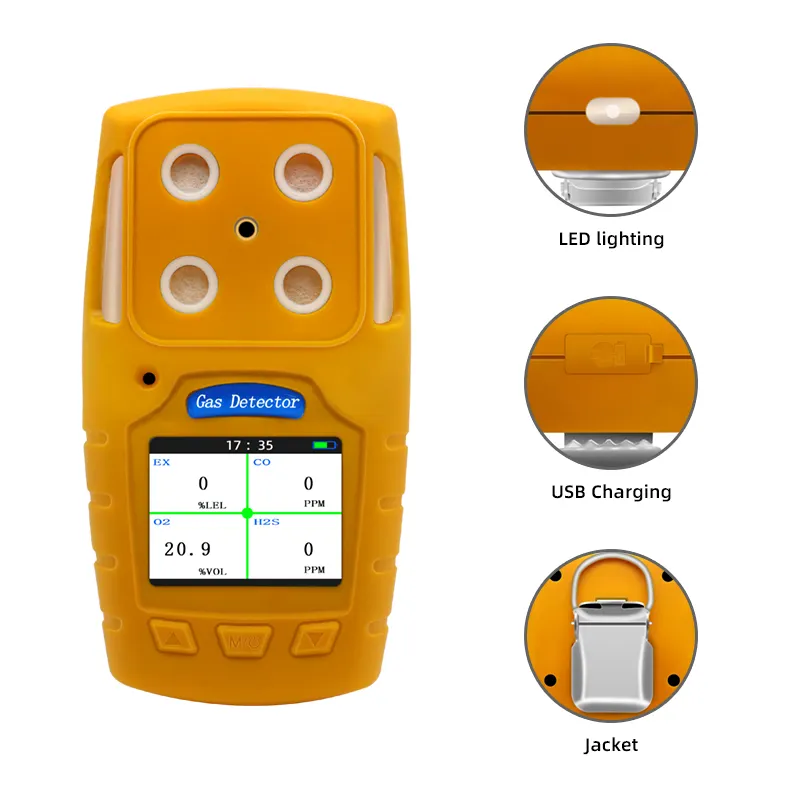 Safewill ES30A Werkseitig tragbarer 4-in-1-Gasdetektor Monitor CO H2S O2 CH4 4-in-1-Testmessgerät für Multi-Gas-Alarm geräte