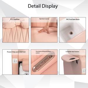 Chaise de pédicure rose moderne de luxe avec massage et bain de pieds électrique mobilier de salon de spa réglable pour spa - Product Image 4