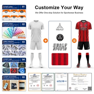 Maglie da Calcio Personalizzate Versione Giocatore da Uomo Set 2 Pezzi Abbigliamento da Calcio in Tessuto Jacquard Traspirante <span class=keywords><strong>Kit</strong></span> Uniforme Completa da Ragazzo - Product Image 2