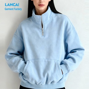 Usine de vêtements Lancai, sweat-shirts à col montant vierges avec broderie de logo personnalisée, unisexe, pour un style décontracté quotidien et streetwear - Product Image 1
