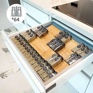 Bamboo Drawer Style Spice Rack <b>Tray</b> Three Tier Seasoning Organizer <b>Storage</b> <b>Trays</b> For Kitchen Cabinet Space Saving - Product Image 3