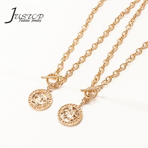 Hip Hop Charm chapado en oro chapado en rodio latón moda minimalista mujer delicado círculo enlace cadena colgante collar - Product Image 4