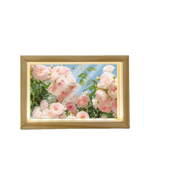 Hot Sale Home Decoration Picture Plane Dry Flower Wood Double Sided Sublimation Glass Led Light Photo Frame