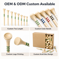 Tees de golf en bois naturel imprimés avec logo anneau vert, tees de golf en bois stables, tees de golf réutilisables pour l'entraînement, vente en gros en vrac