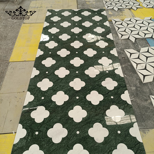 GOLDTOP Luxe – Design Géométrique Premium en Marbre Verde Alpi Bianco Calcite avec Incrustations – Idéal pour Cuisine, Villa, et Espaces Intérieurs - Product Image 2