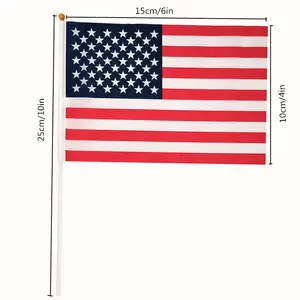 बहुआकार कस्टम पॉलिएस्टर मिनी हैंड फ्लैग देश अमेरिका हाथ लहराते हुए ध्वज