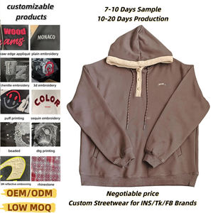 Sudadera con Capucha Personalizada Antiestática, Color Marrón Oscuro, de Forro Polar de Peso Medio para Invierno, con Cordón Ajustable, Bordado, Estilo Holgado, Informal para <span class=keywords><strong>Hombre</strong></span> - Product Image 1