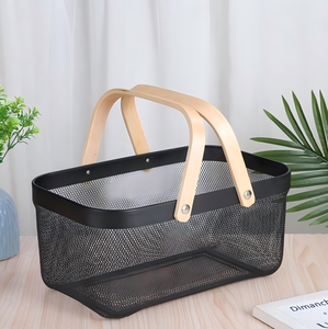 سلة معدنية شبكية من الخيزران والخشب لتخزين البصل والبطاطس سعة 18 لتر مع مقبض محمول للمطبخ لتخزين الفواكه والخضروات - الأكثر رواجًا لعام 2026 - Product Image 3