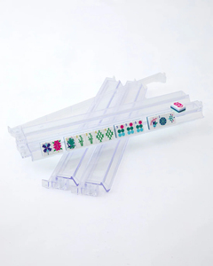 Poussoirs de tuiles de <span class=keywords><strong>mahjong</strong></span> moulés par injection |   Ensemble de 4 pièces avec boîte de qualité supérieure, supports de jeu de <span class=keywords><strong>mahjong</strong></span> en plastique transparent - Product Image 1