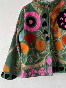 Handmade Boho <b>Animal</b> Woven Velvet Suzani Embroidery Button Front Full Sleeve Eco-Friendly Breathable Cotton Winter Warm Jacket - Product Image 6