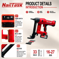 Cloueur à béton sans fil professionnel industriel 20V Brushless prêt pour le chantier NailTask DCCN90S3 avec batterie 5.0Ah et clous à percussion 90J