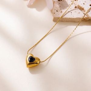 Collar de Moda Moderno, Chapado en Oro de 18K, Acero Inoxidable 304, con Circonita en Forma de Corazón, Cadena de Clavícula con Cristales de Colores para Mujer - Product Image 5