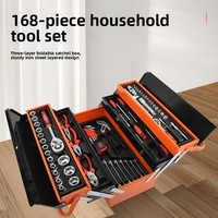 Boîte en acier au carbone, ensemble d'outils de réparation automobile de qualité industrielle de 168 pièces, boîte à outils FixCraft, clé à cliquet, ensemble d'outils de rangement