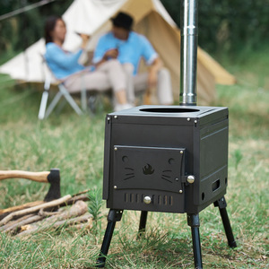 Estufa portátil de leña para acampar con chimenea para uso en exteriores, tamaño grande, estilo simple - Product Image 1