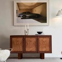 Buffet en bois avec placage de bois de burl italien haut de gamme, console de couloir vintage nordique et armoire décorative pour salon