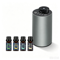 Diffuseur d'huiles essentielles sans eau en métal à deux fluides - Comprend 4x10ml d'huiles essentielles, purification de l'air, aromathérapie, fonctionnement silencieux à 35dB
