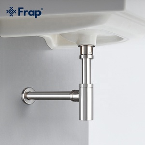 Trappola per bottiglie in ottone <span class=keywords><strong>a</strong></span> <span class=keywords><strong>sifone</strong></span> rotondo <span class=keywords><strong>cromato</strong></span> P-TRAP bagno lavabo per rifiuti con scarico <span class=keywords><strong>a</strong></span> scomparsa F82 - Product Image 2