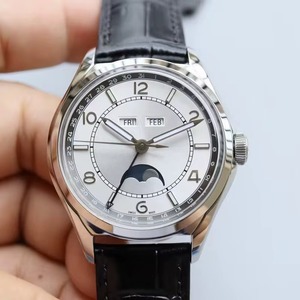 Montre unisexe personnalisée en édition limitée avec cadran blanc argenté, calendrier complet, phase de lune, mouvement automatique mécanique, saphir, nouvelle collection 2026 - Product Image 2