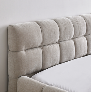 Modern <b>Queen</b> <b>Size</b> Adjustable Oak Frame Upholstered <b>Bed</b> with Thick Chenille Fabric Grounded Platform <b>Bed</b> and Headboard - Product Image 4