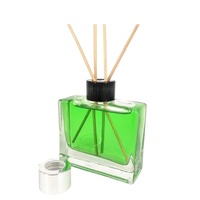 Bouteilles de luxe personnalisées 50ml 100ml 150ml 200ml, bouteilles de diffuseur de roseaux en verre de parfum carrées vides pour ensembles de diffuseurs domestiques avec capuchon en bois