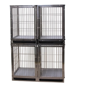 HFMED Stainless End Storage Table Pet Big Dog <strong>Rabbit</strong> <strong>Cage</strong> Wood Crate Chic Dog House Kennel <strong>Supplies</strong> with Tray - Product Image 1