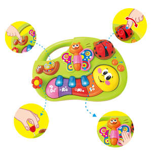 Teclado de juguete Musical para Educación Temprana, juguete de aprendizaje Musical con oruga iluminada, simulan sonidos de animales, Nota de reconocimiento de Color - Product Image 4
