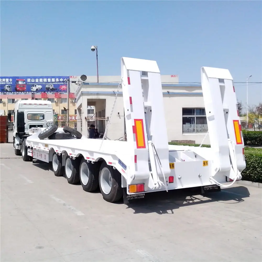 2 Trục 3 Trục 4 Trục Lowbed 80 Tấn 100 Tấn 120 Tấn 150ton Thấp Lật 40ft Container Thấp Giường Trailer Bán