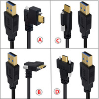 Plaqué or 90 °   Câble de données USB 3.1 Type-C coudé à double verrouillage par vis vers USB 3.0 standard à 90 degrés pour appareil photo