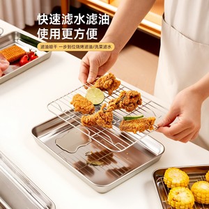 Plateau carré en acier inoxydable 304 avec grille de contrôle de l'huile pour la cuisson et l'assaisonnement du barbecue - Product Image 1