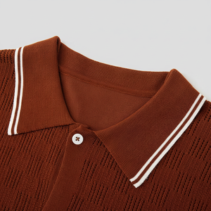 Venta de cuello polo marrón Primavera Verano personalizado fabricante de alta calidad OEM servicio buena manga corta solo pecho hombres - Product Image 1